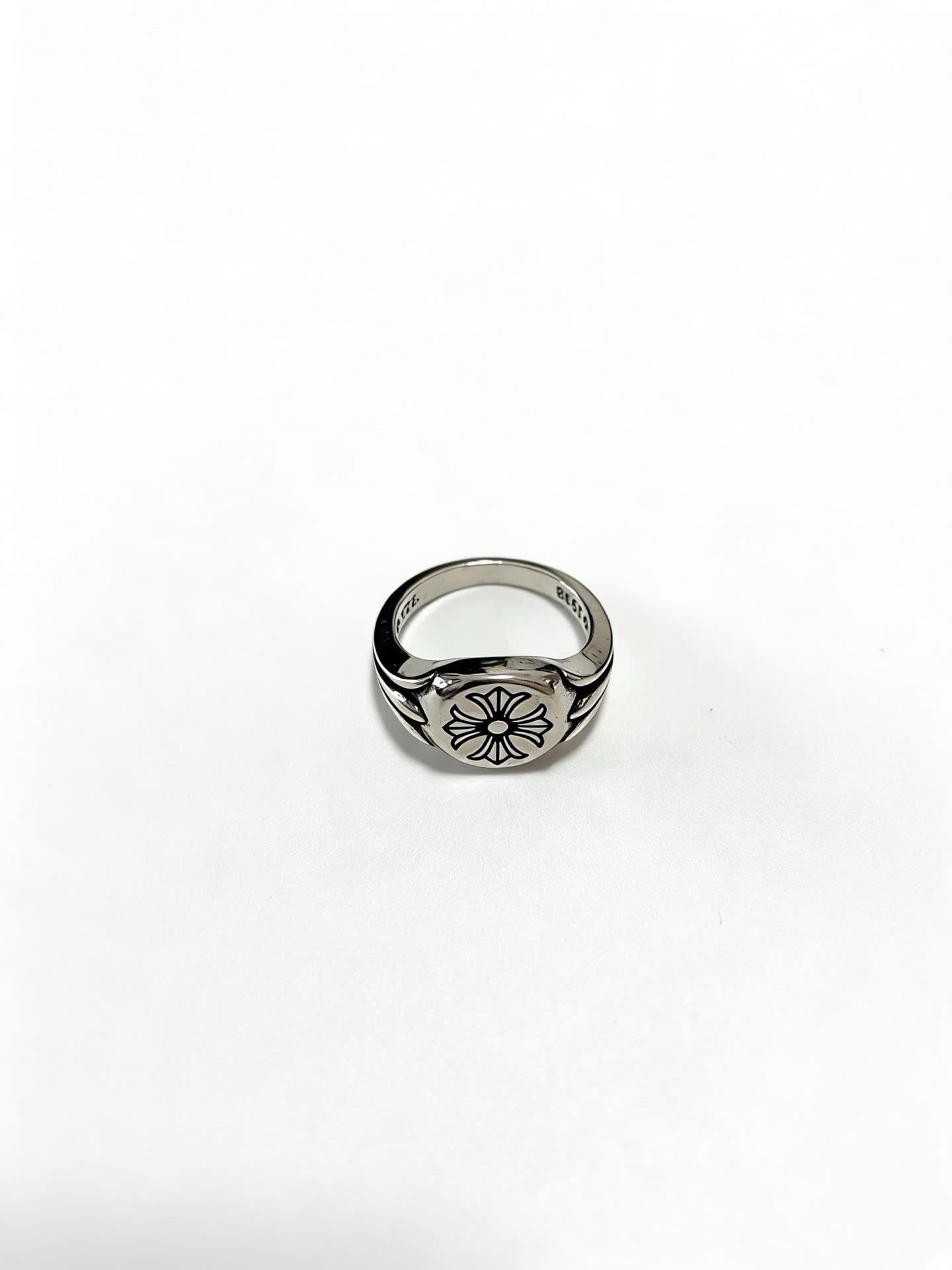 Chrome Hearts 925 Sterling Silver Ring with Flower Design